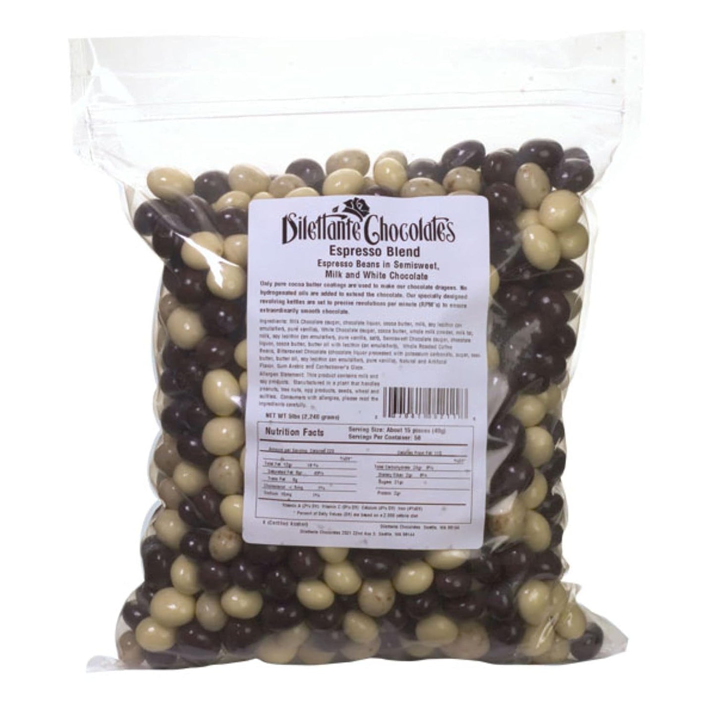 Dilettante Espresso Blend Chocolate Covered Espresso Beans 5 lb
