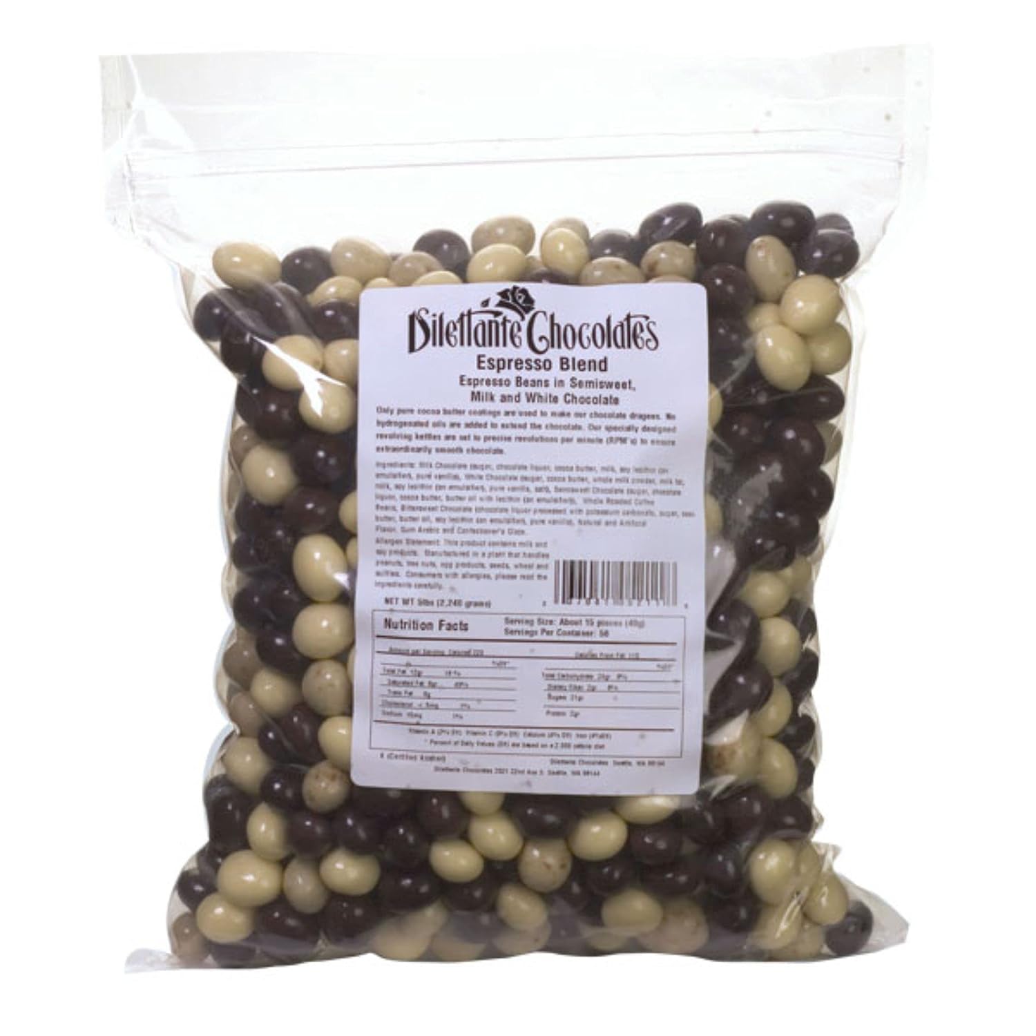 Dilettante Espresso Blend Chocolate Covered Espresso Beans 5 lb