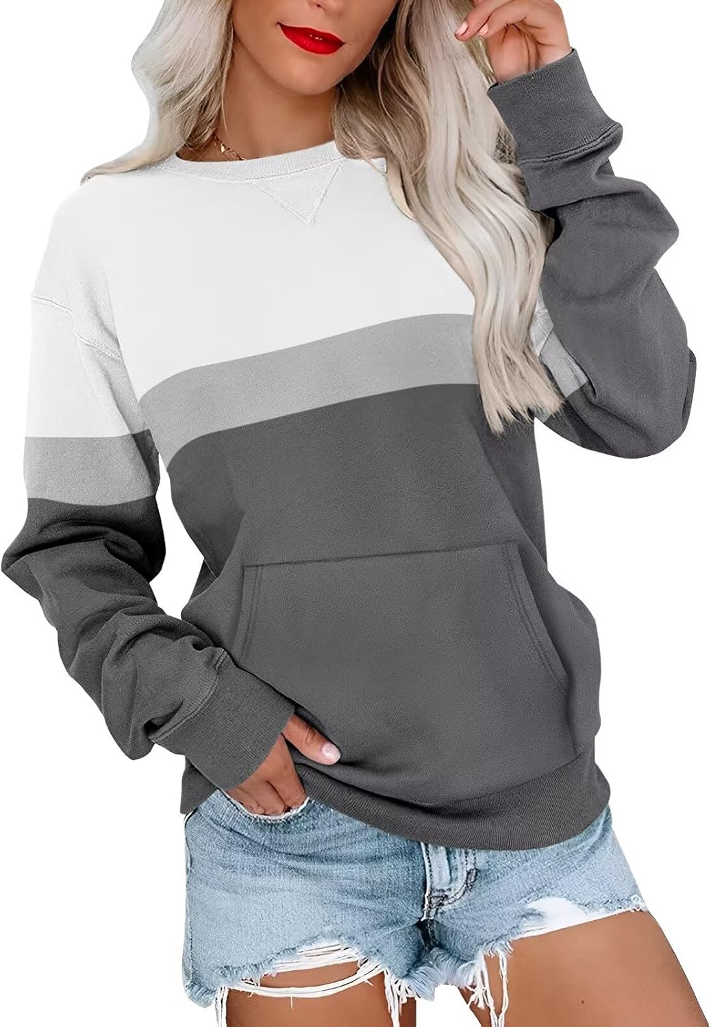 Womens Long Sleeve Sweatshirts Casual Crewneck Pullover Tops