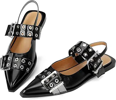 SOVANYOU Buckle Ballet Flats for Women - Stylish Slingback Shoes