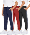 Boys Cotton Fleece Jogger Sweatpants 3 Pack - Soft Active Fit