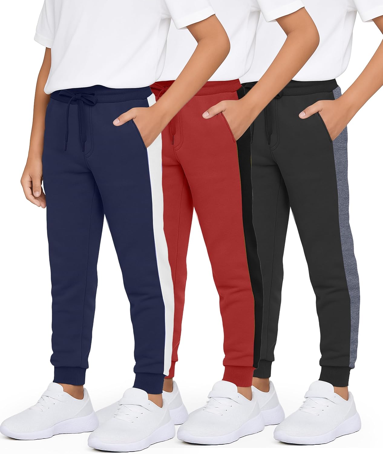 Boys' Cotton Fleece Jogger Sweatpants - 3 Pack Active Pants