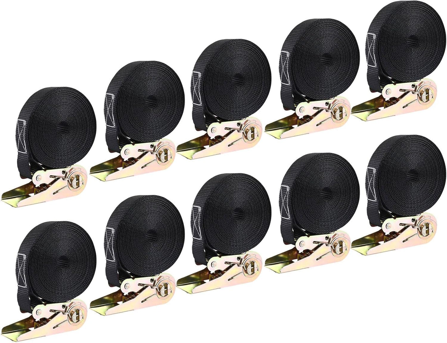 Heavy Duty 10 Pack 1in x 20ft Ratchet Straps for Secure Transport