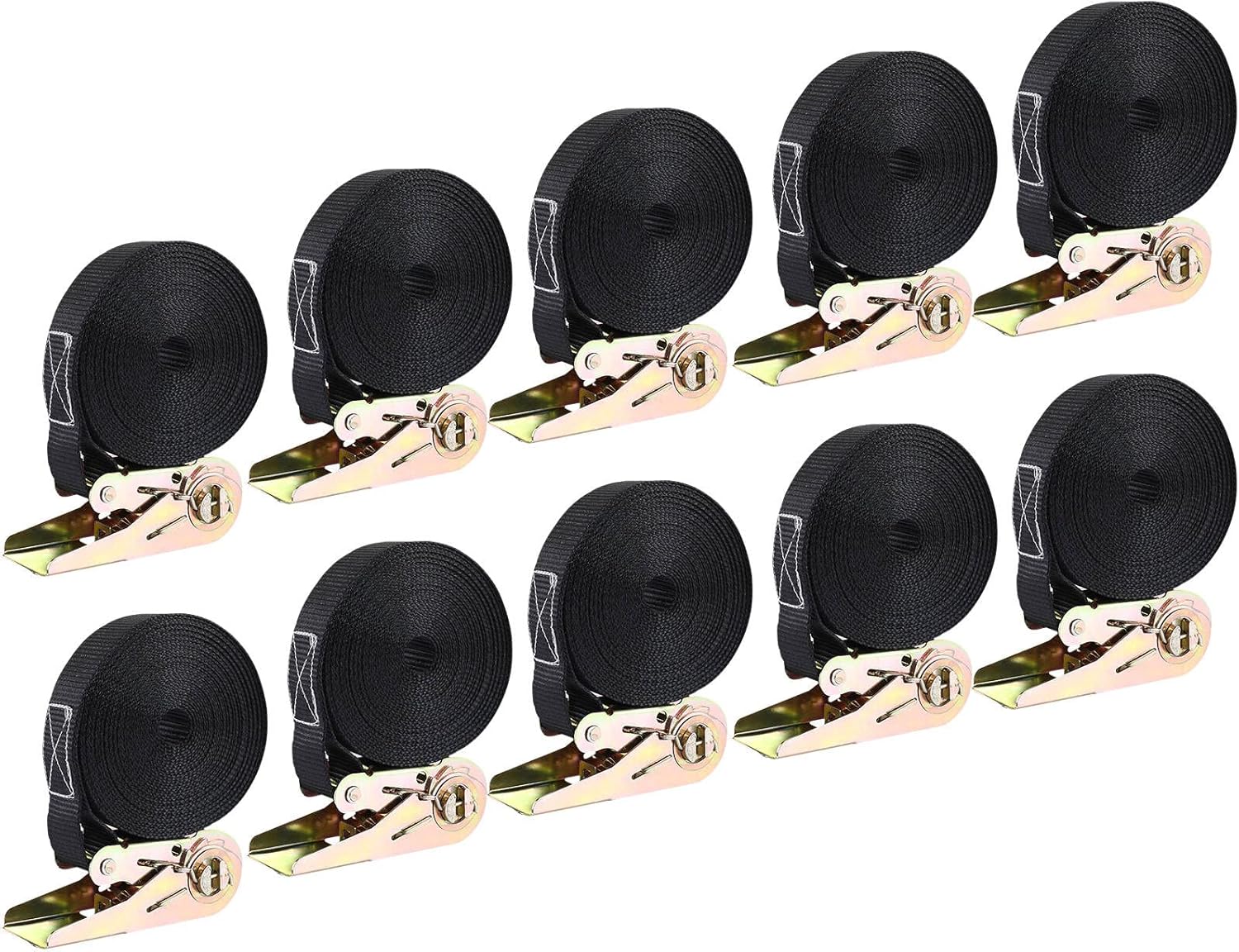 Heavy Duty 10 Pack 1in x 20ft Ratchet Straps for Secure Transport
