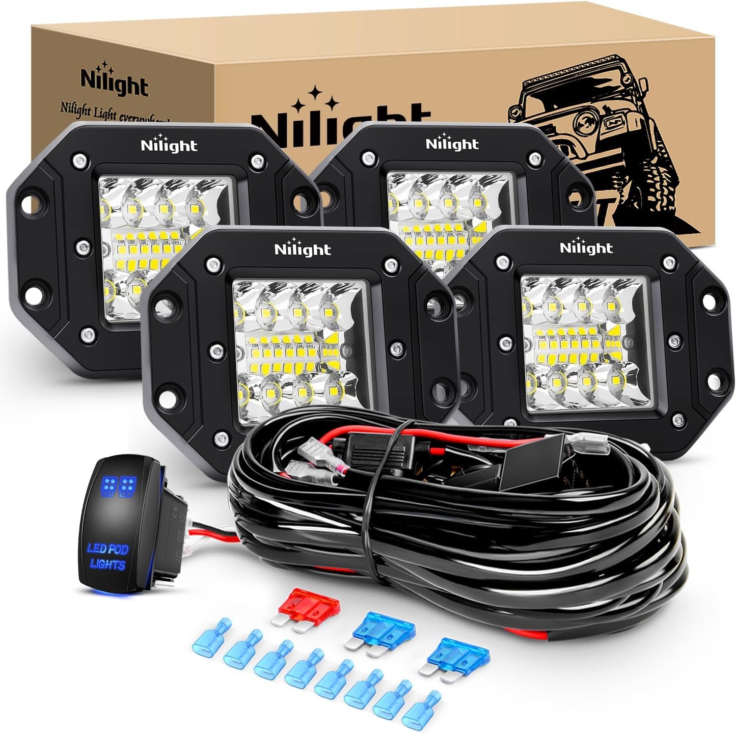 Nilight 42W LED Pods with Combo Beam for Ultimate Visibility