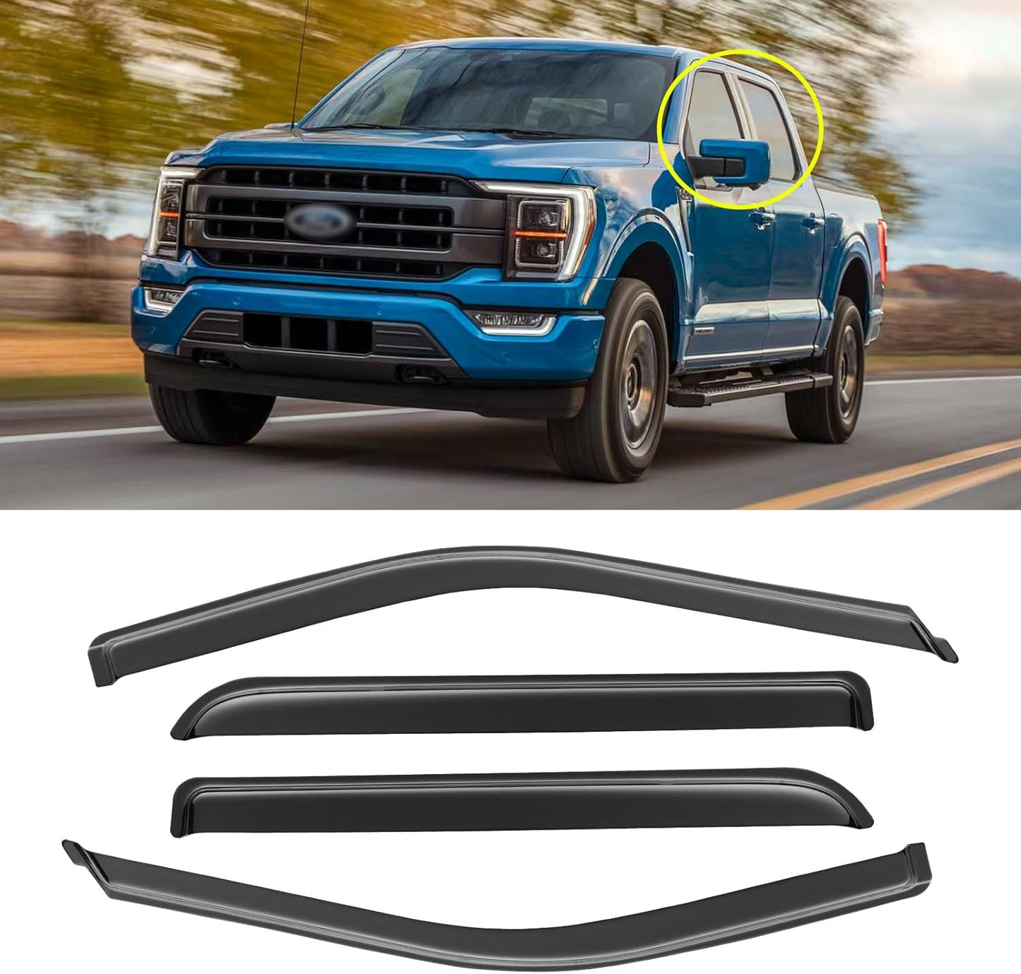 Window Rain Guards for 2015-2024 Ford F150 SuperCrew and More