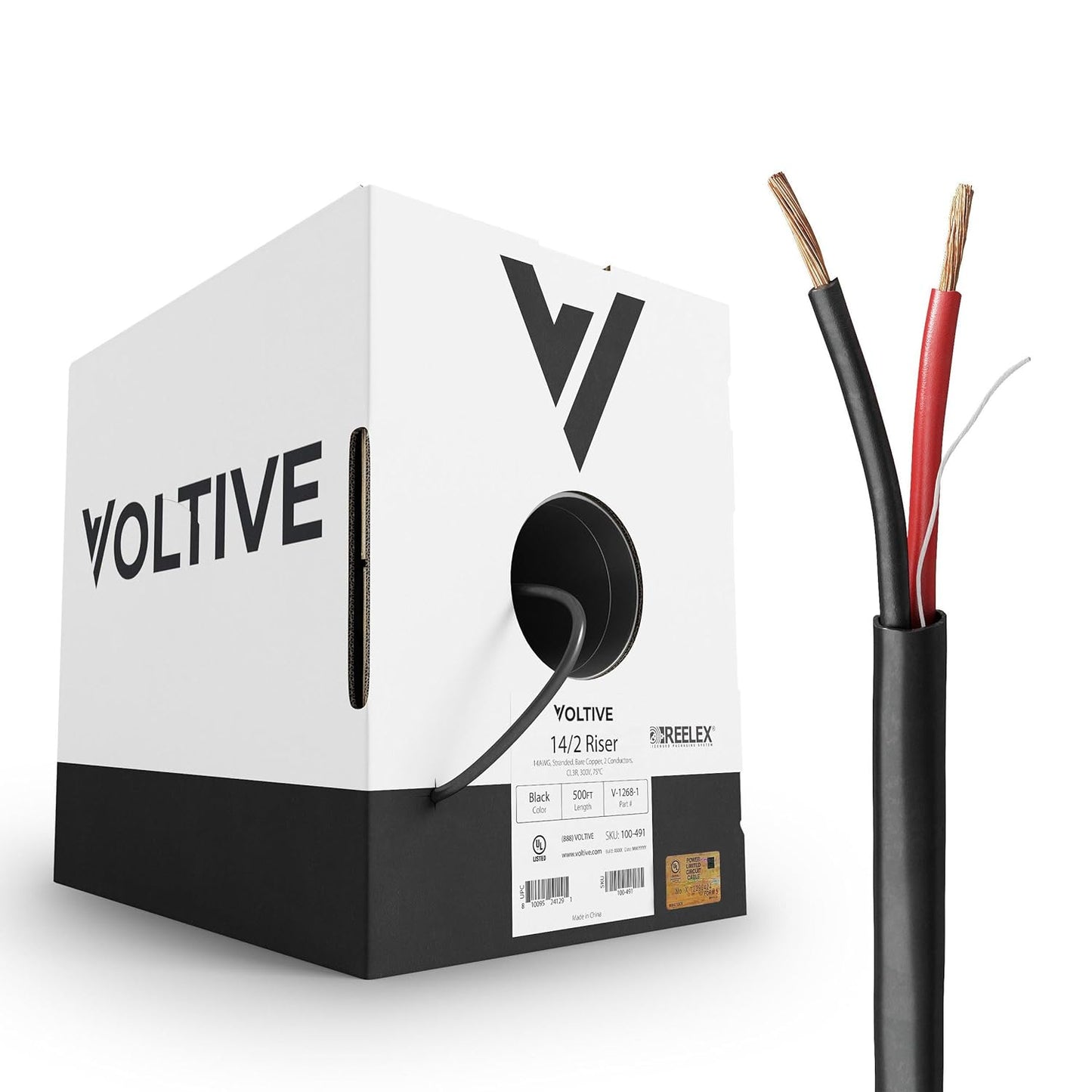 Voltive 14/2 Speaker Wire - 14 AWG Oxygen-Free Copper Cable