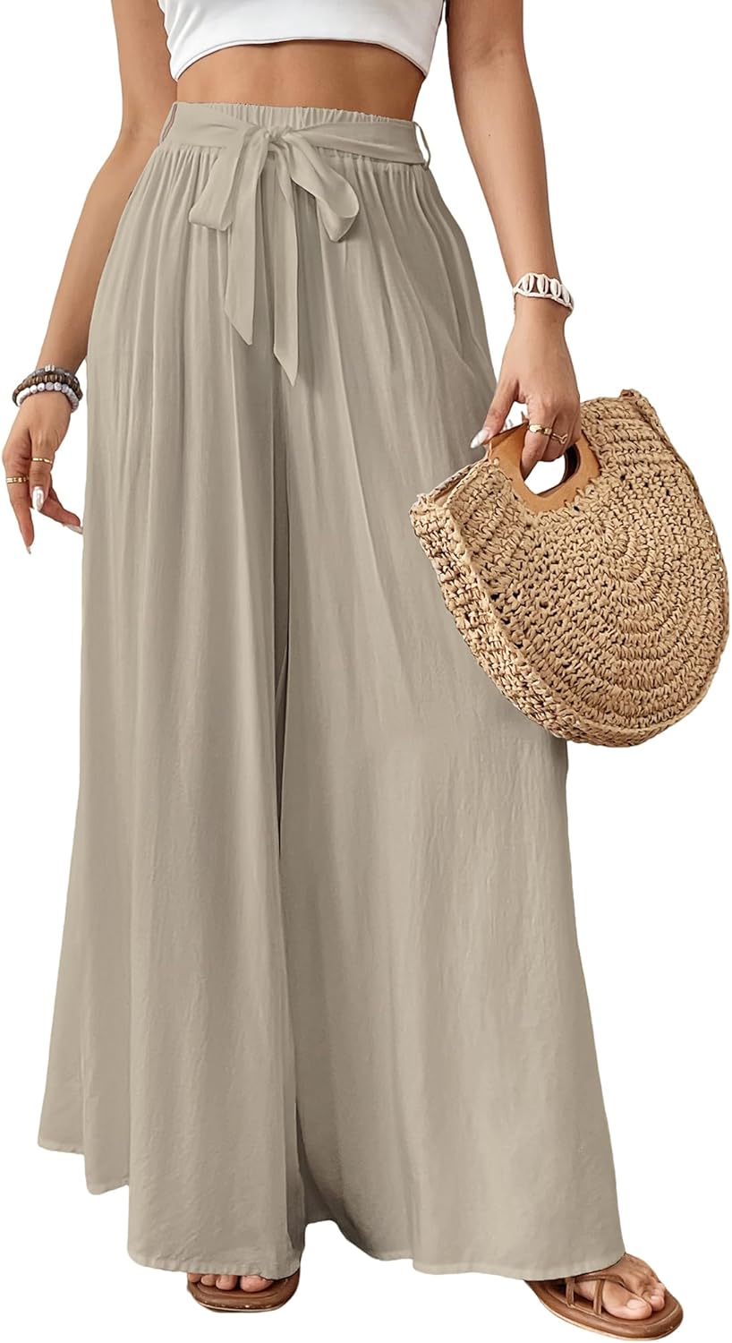 Bsubseach Wide Leg Pants for Women - Flowy Floral Palazzo Style
