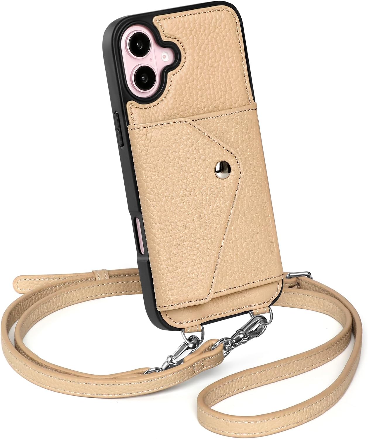 LUCKYCOIN Crossbody Phone Case for iPhone 16 Plus - Beige