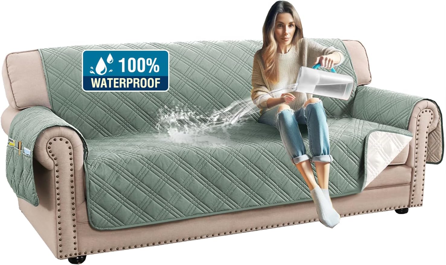 H.VERSAILTEX 100% Waterproof Slipcovers for Couches and Sofas