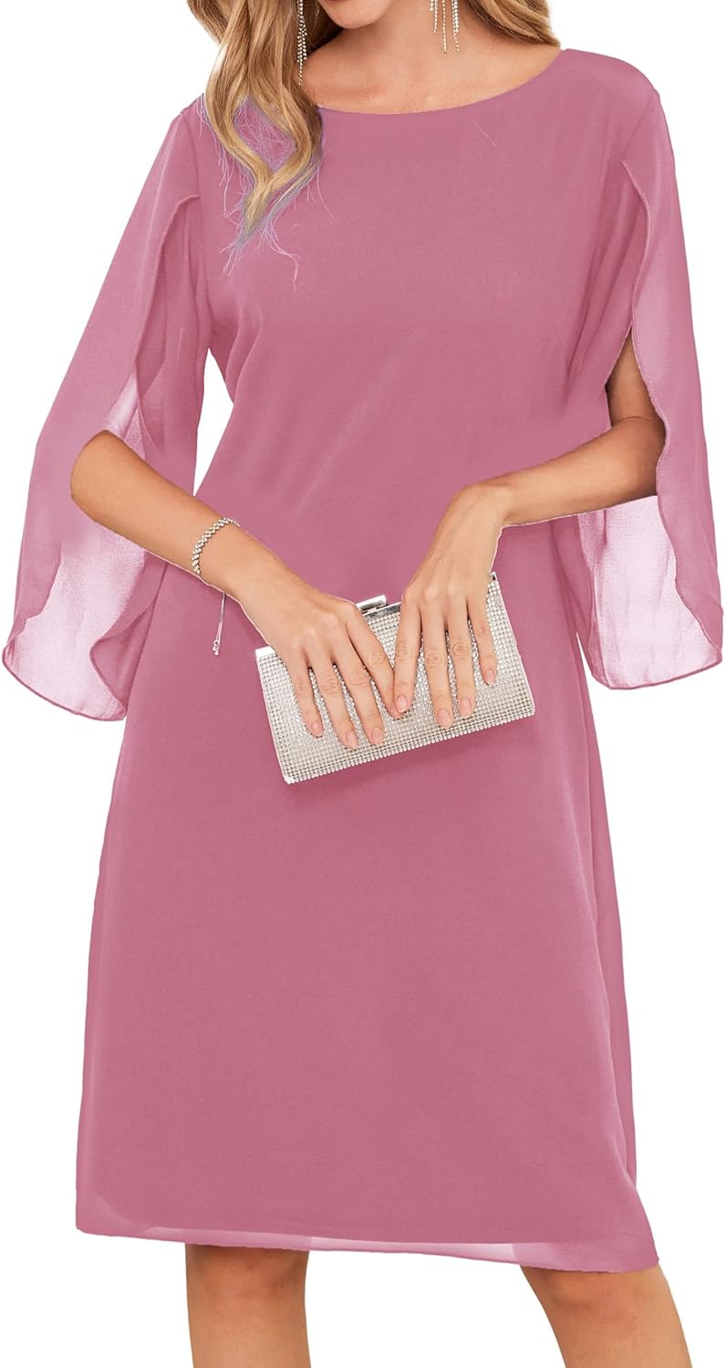 Chiffon Dresses for Women: Flutter Sleeve Party & Wedding Style