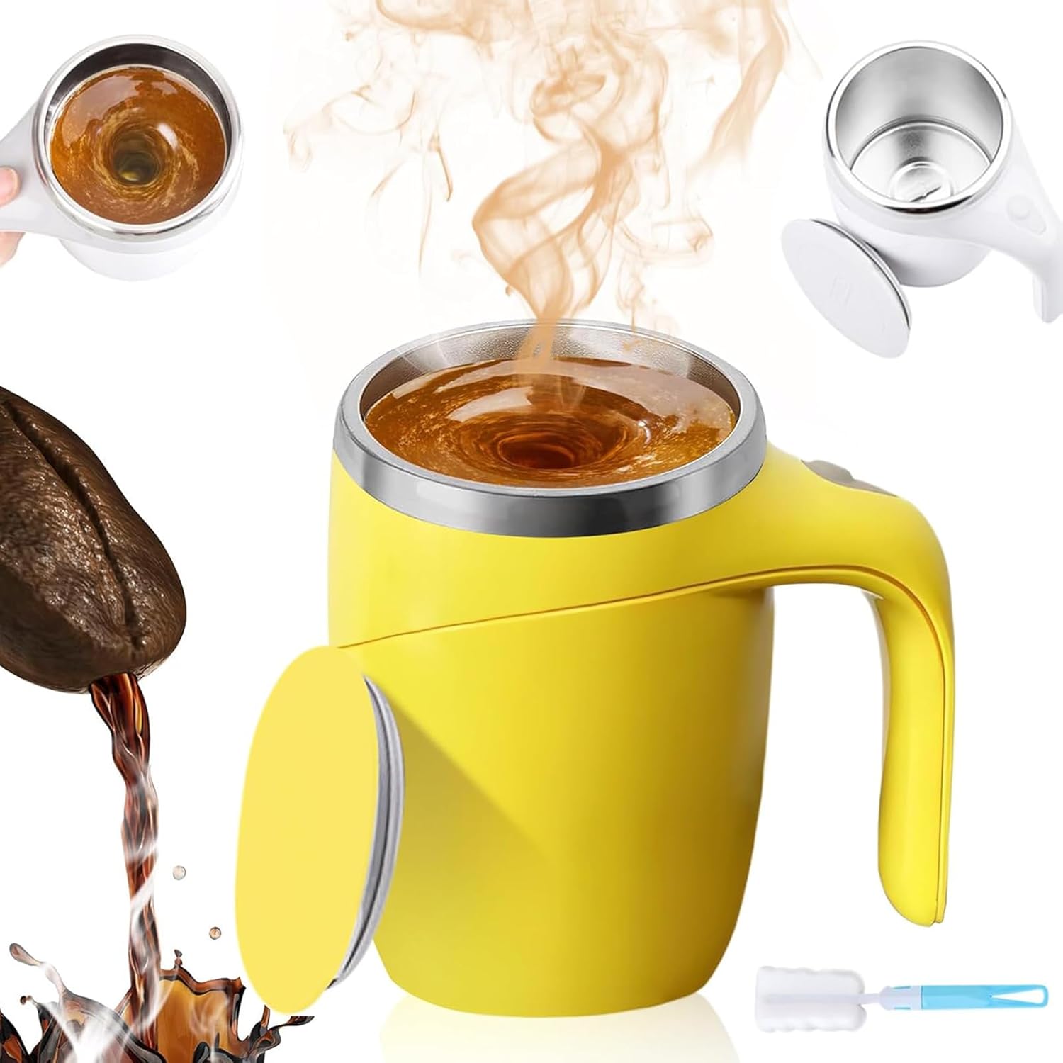 Automatic Self Stirring Coffee Mug - High Speed Mixing (Yellow)