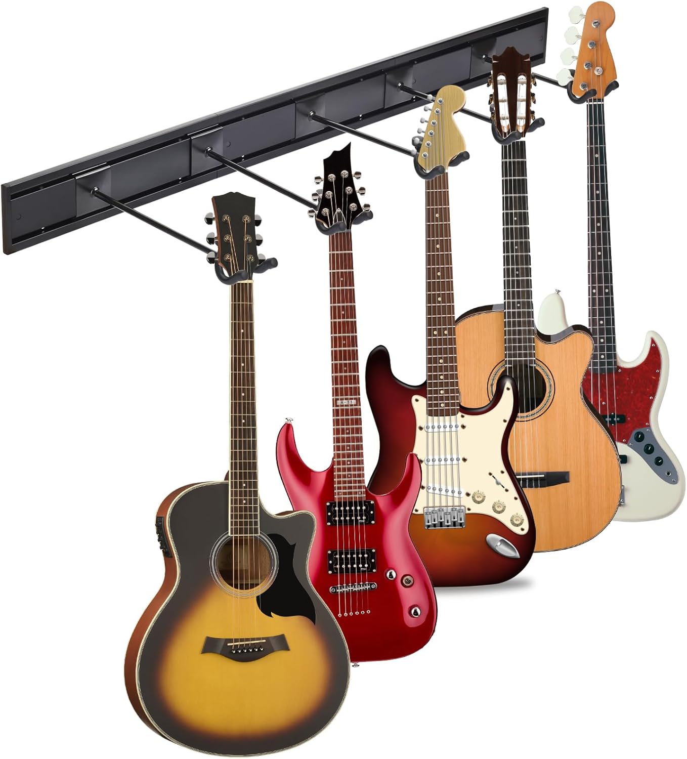 MOREYES Guitar Wall Mount with 5 Rotatable Hooks for Guitars