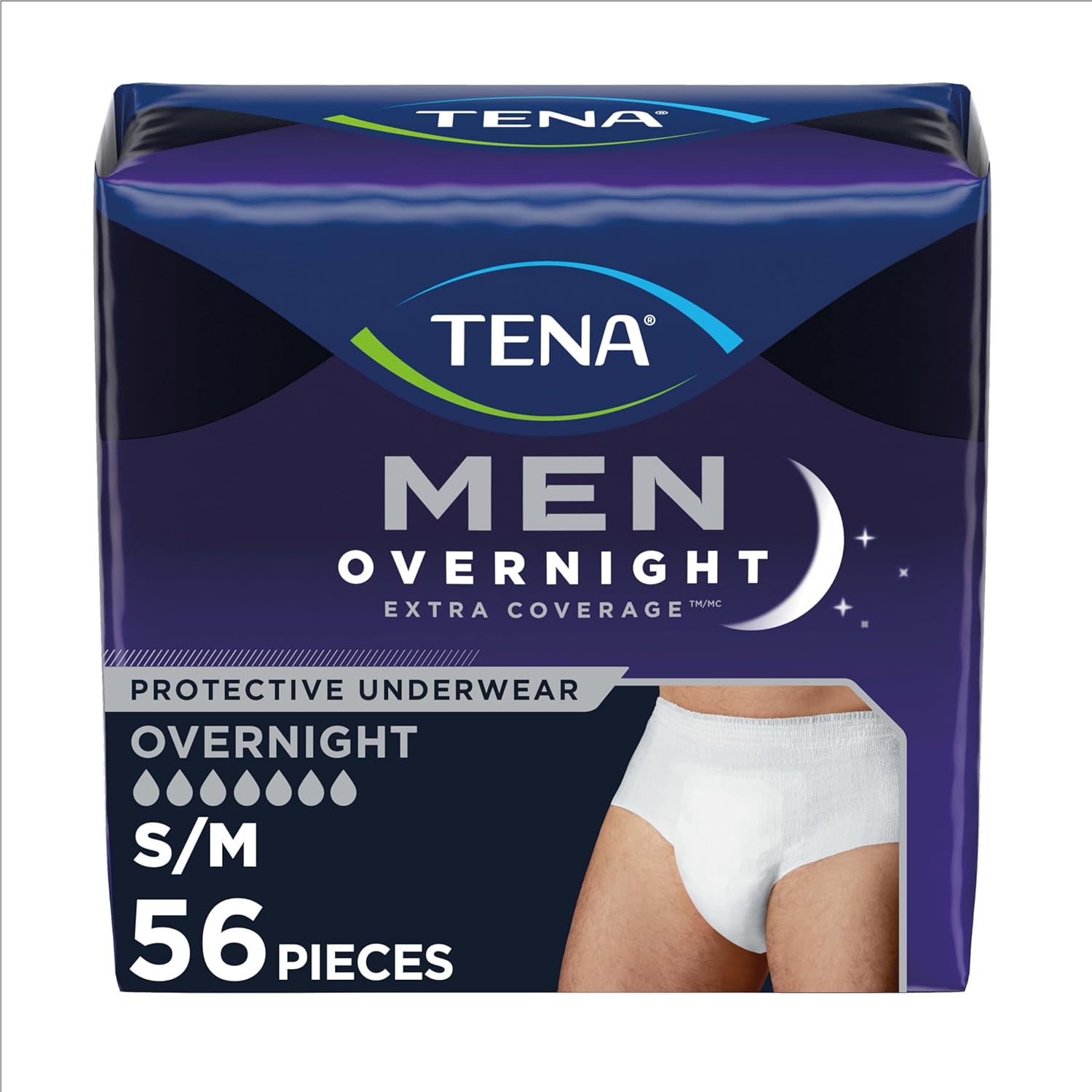 TENA Overnight Extra Coverage Incontinence Underwear for Men