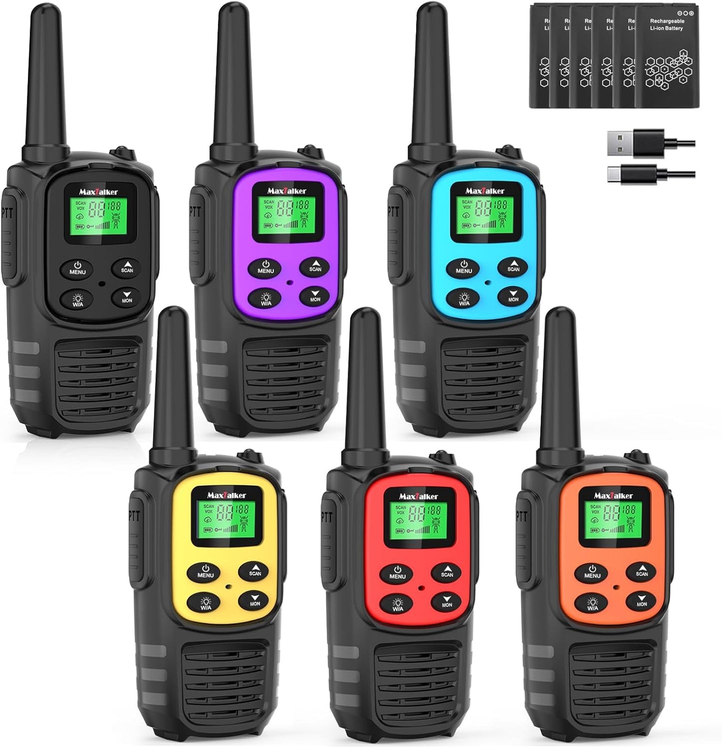 Walkie Talkies Long Range Rechargeable 6 Pack for Adults