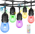 GANA Outdoor String Lights 96FT Music Flash RGBW Colourful Patio