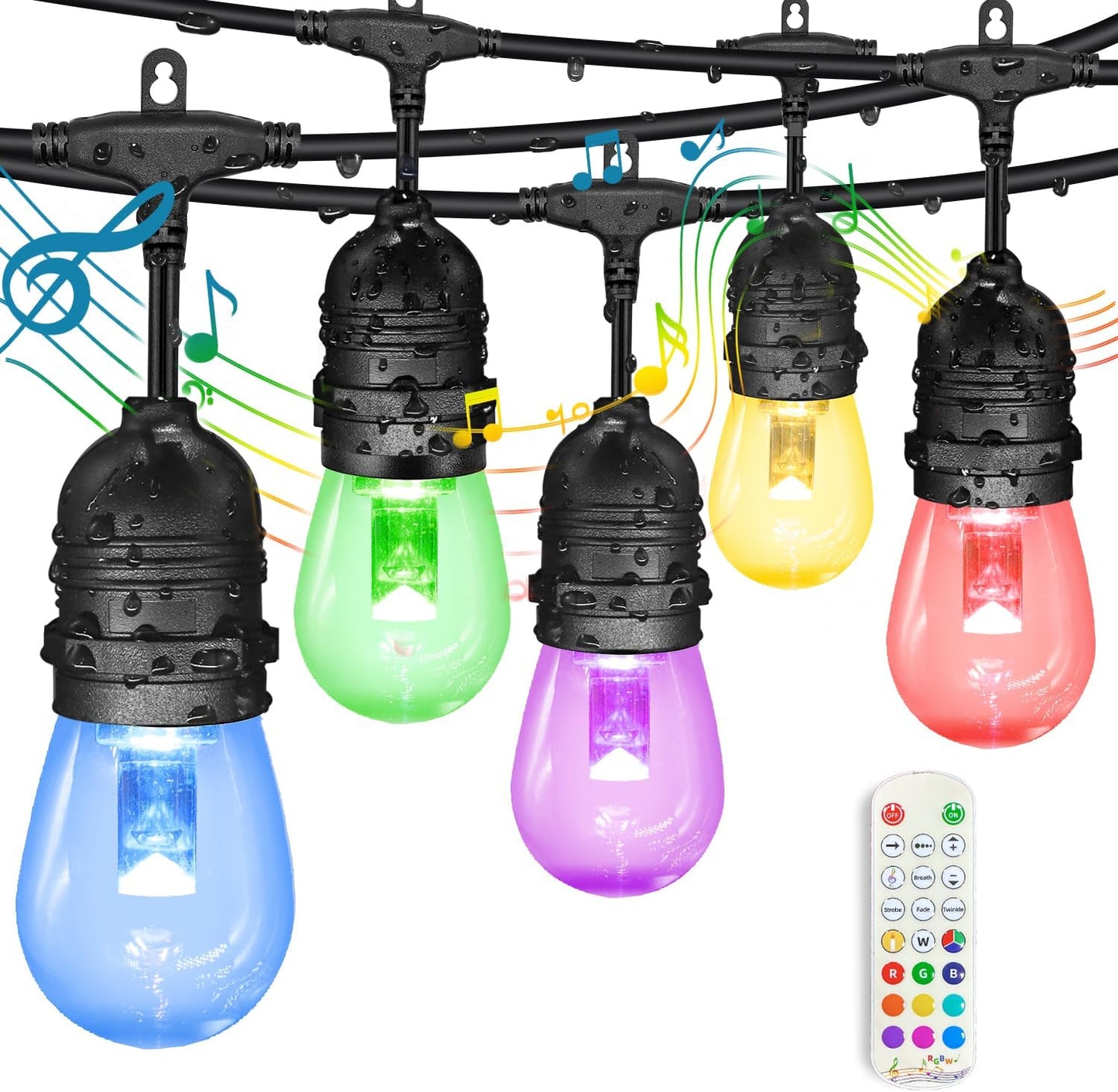 GANA Outdoor String Lights 96FT with Music Color Change Feature