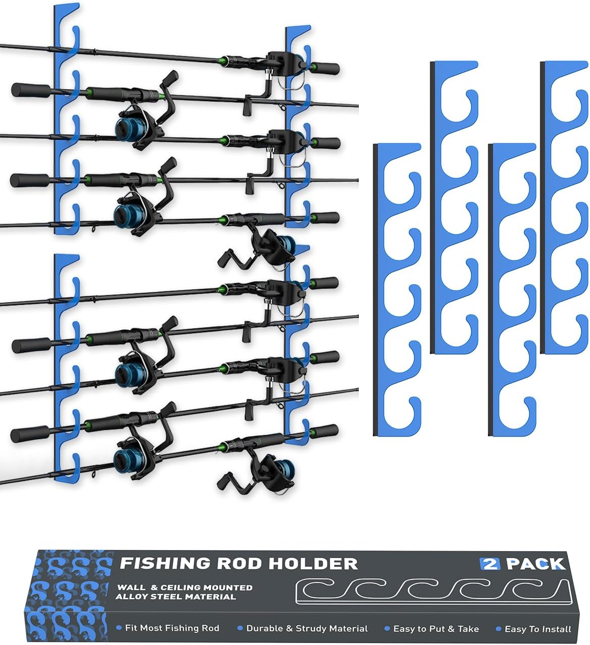 Space-Saving Fishing Rod Holder Rack by WellMall