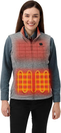 Women's Heated Fleece Vest with Collar - Lightweight 4-Zone Warmth