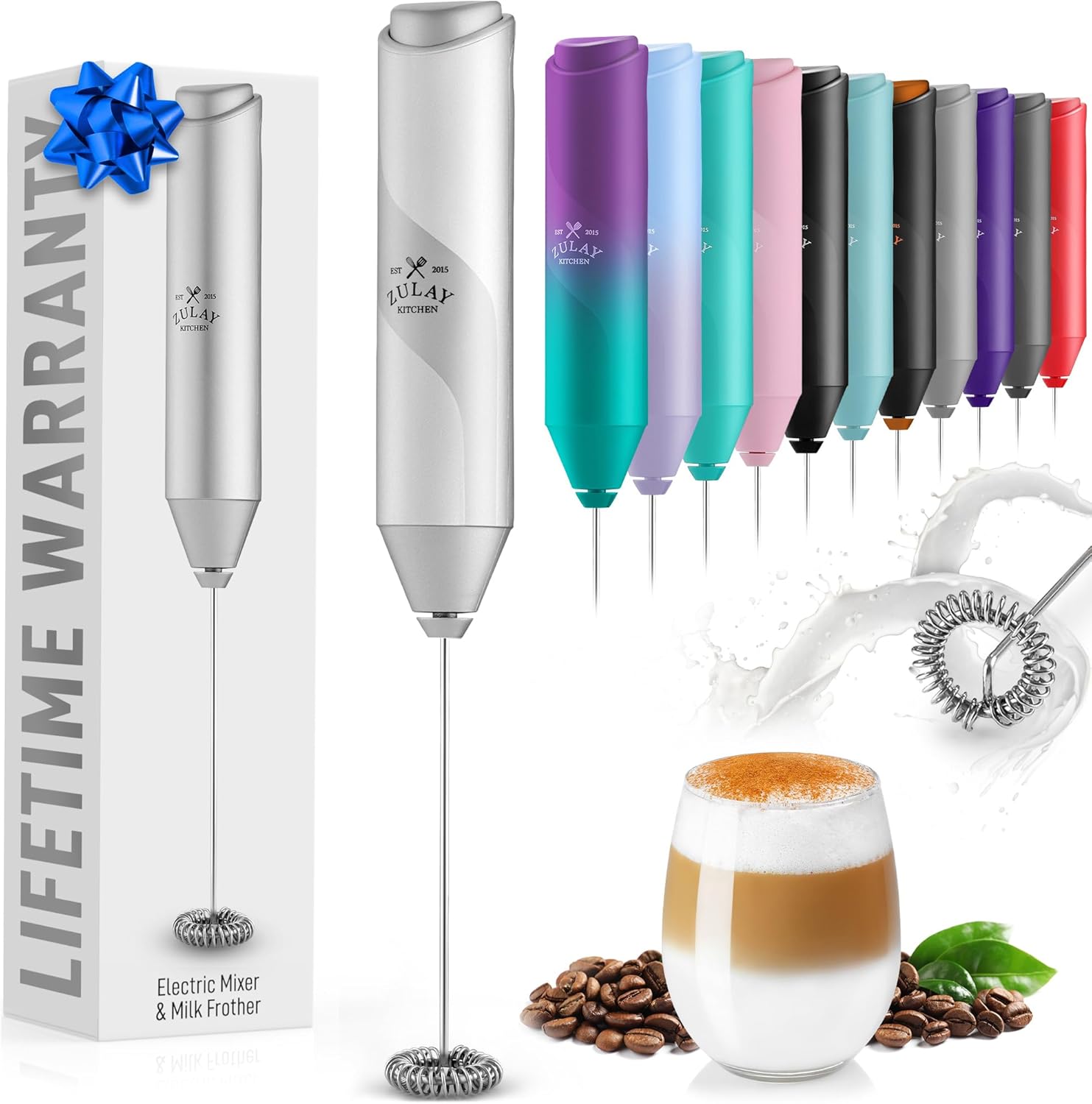Zulay Kitchen Mini Milk Frother - Powerful Stainless Steel Frother for Perfect Froth