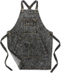 Denim Apron with Pockets for Hair Stylist Barista - Cross Strap