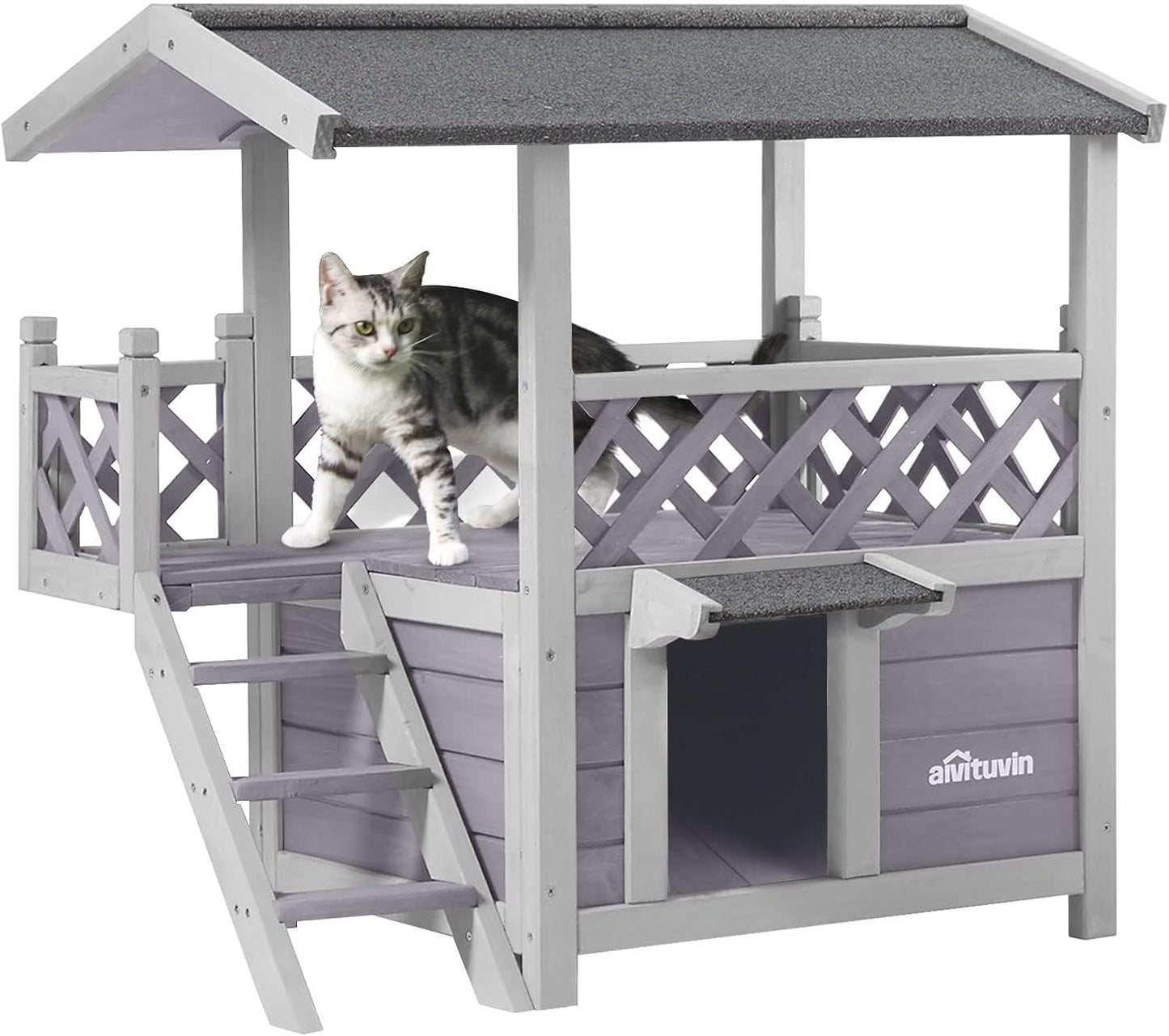 Aivituvin Cat House Outdoor Indoor Shelter with Escape Door