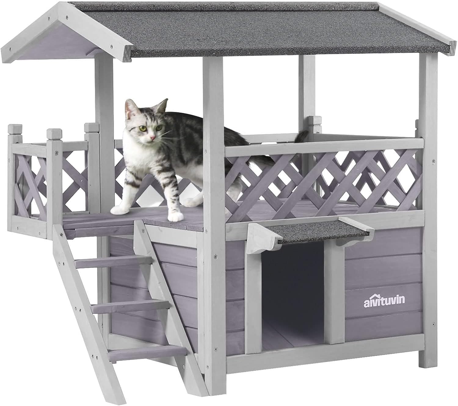 Aivituvin Cat House Outdoor Indoor Shelter with Escape Door