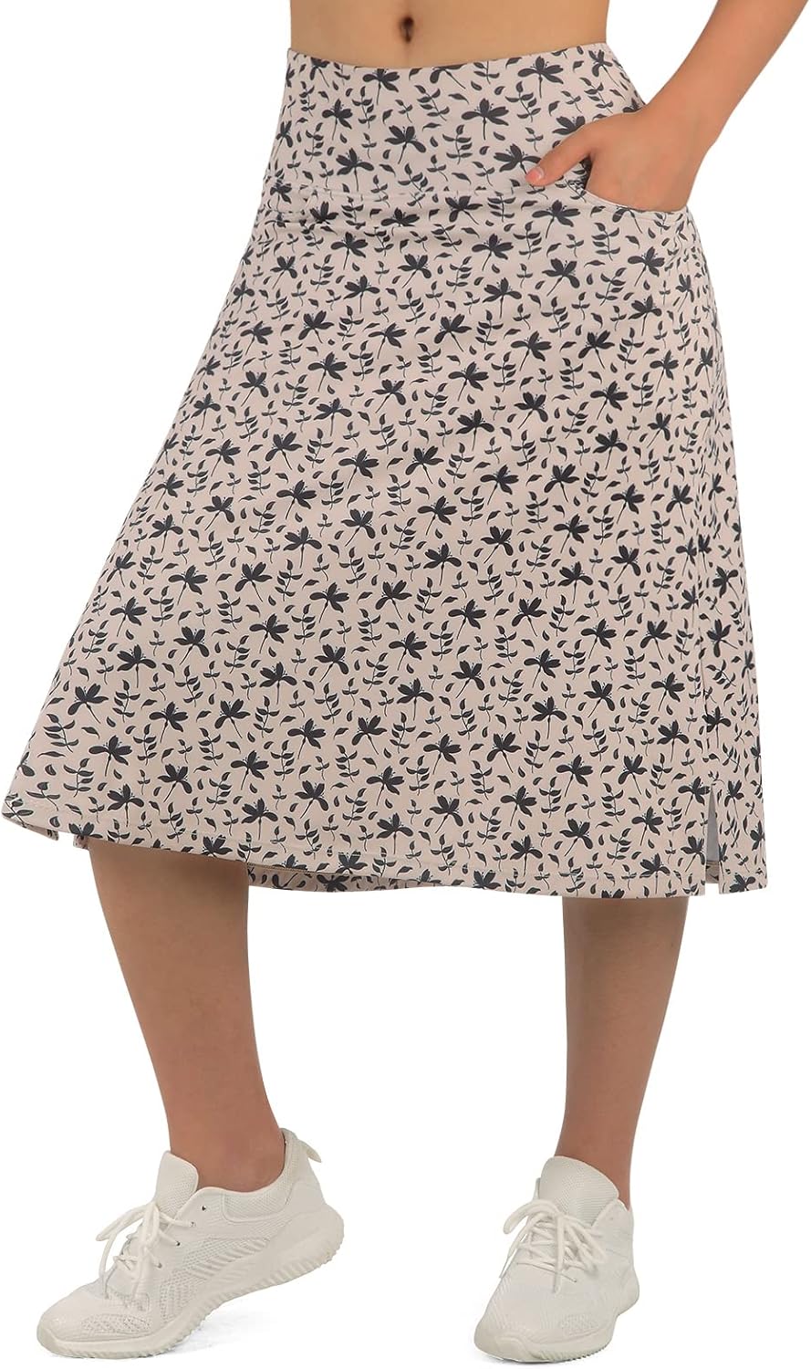 Women's Midi Length Skorts with 3 Pockets for Activewear