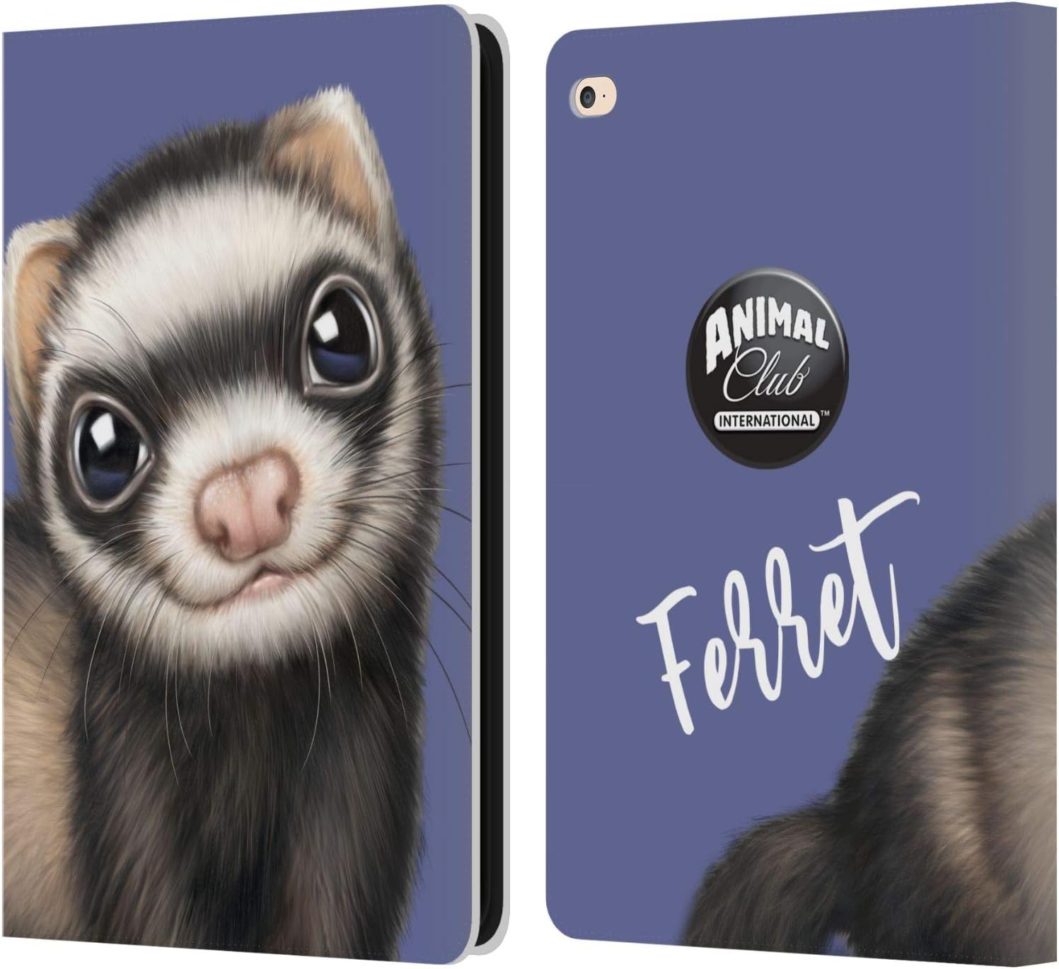 Animal Club International Ferret Faces Leather Wallet Case for iPad