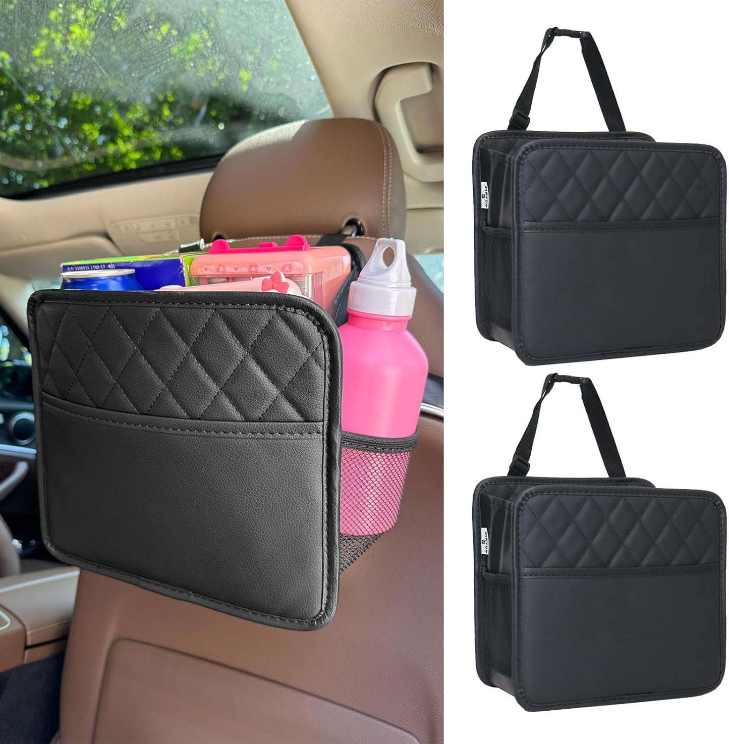 2 Pack Car Seat Organizer & Trash Bin Set