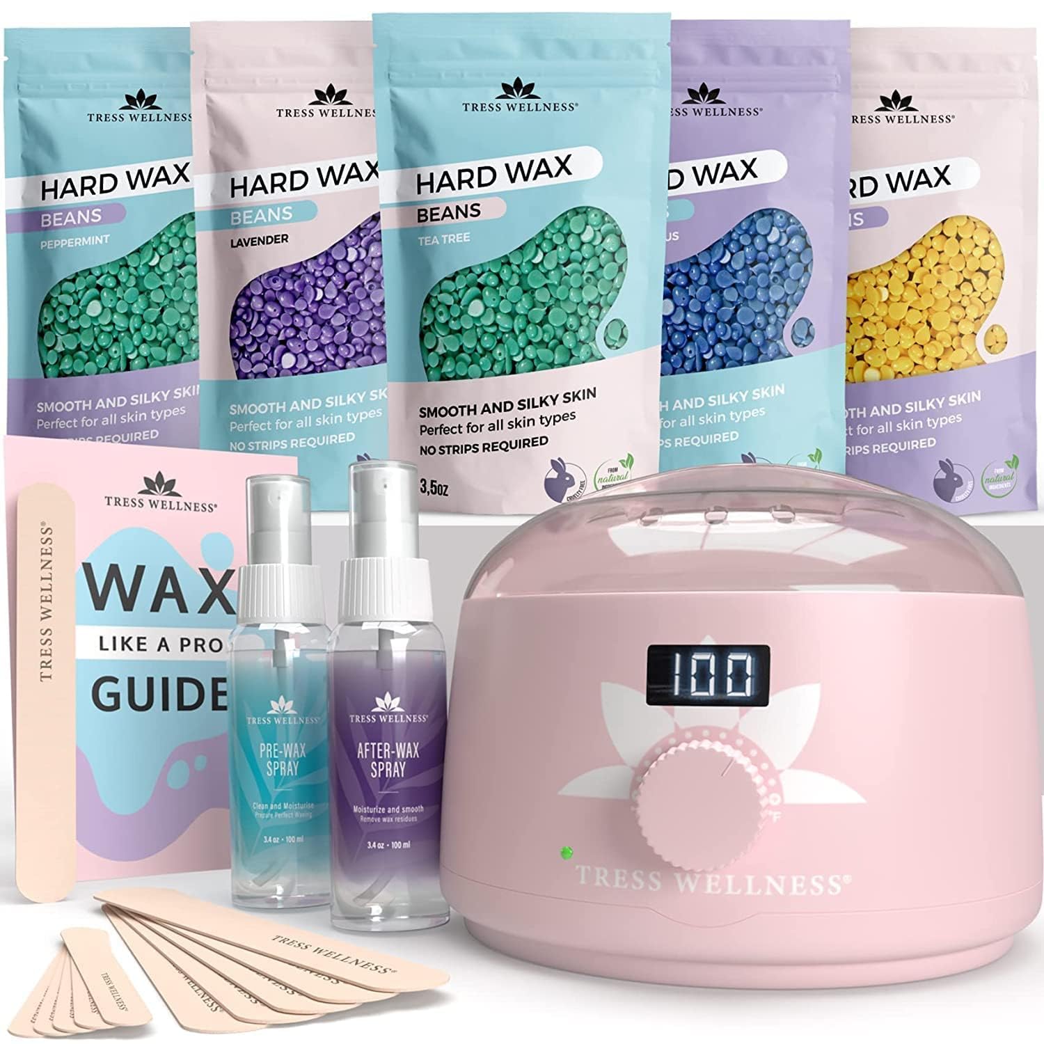 Tress Wellness Waxing Kit for Sensitive Skin - Easy at Home Use