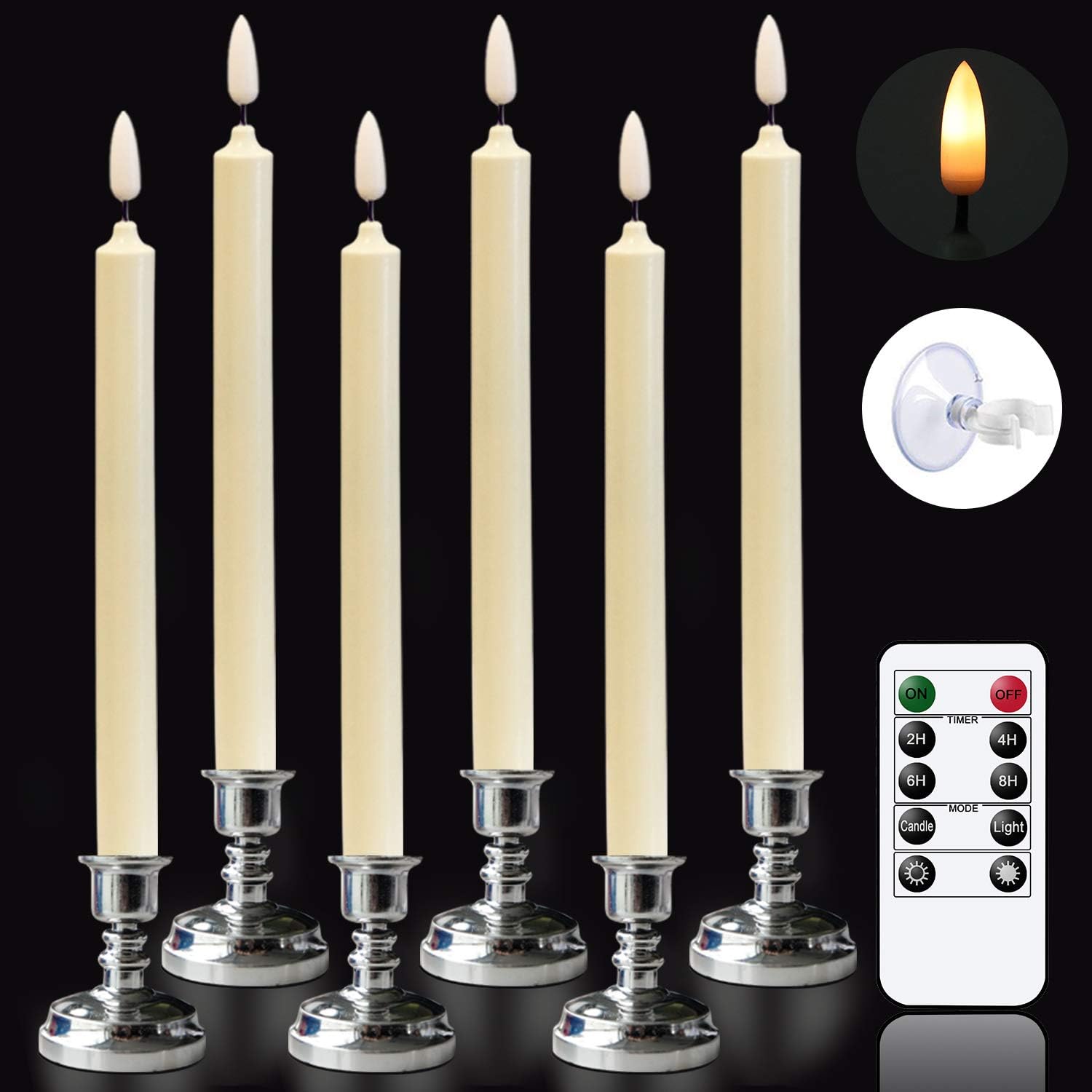 Wondise Window Candles Set of 6 with Remote and Timer for Christmas