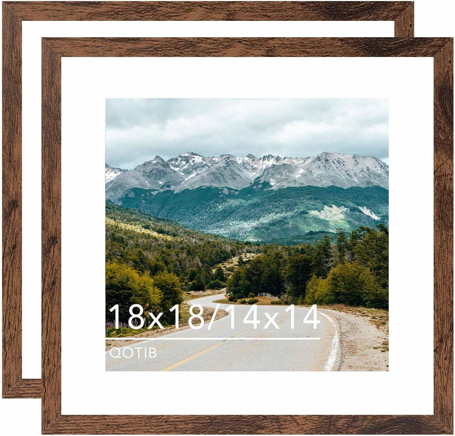 Wood 18x18 Picture Frame with 14x14 Mat for Stylish Display