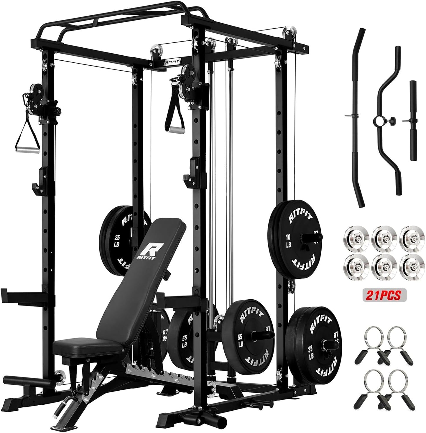 RitFit Power Cage with LAT PullDown for Ultimate Home Gym