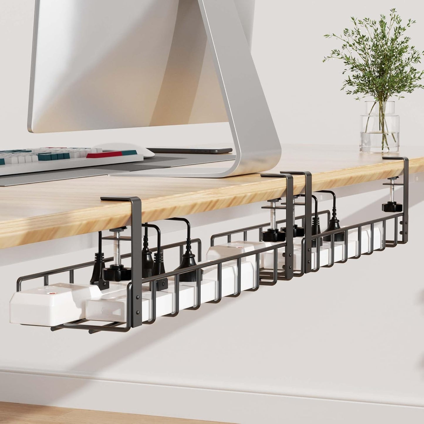 Xpatee 2 Pack Under Desk Cable Tray - No Drill, Space Saving!