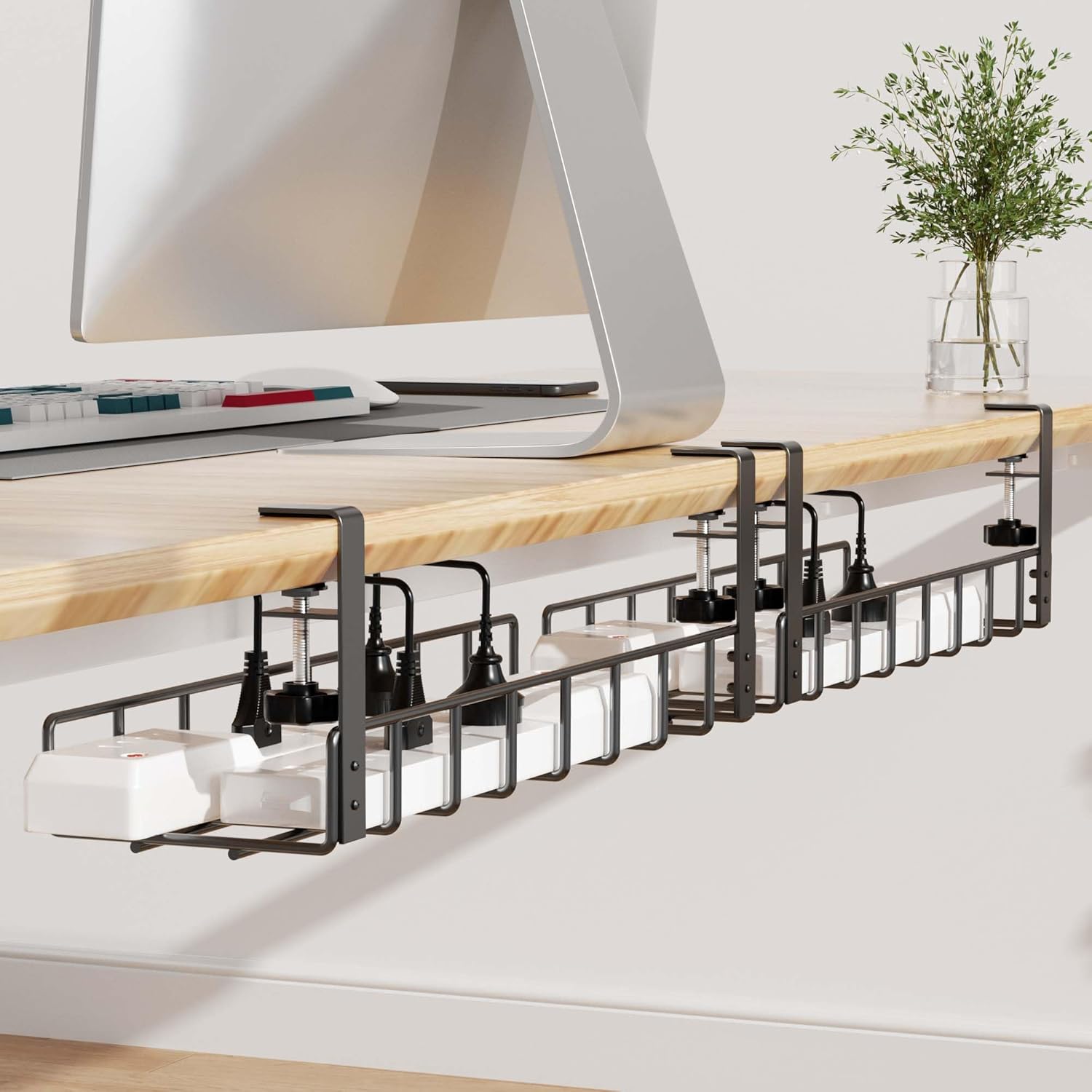 Xpatee 2 Pack Under Desk Cable Tray - No Drill, Space Saving!