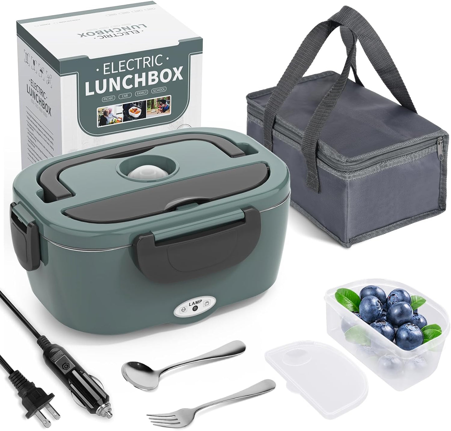 Portable Electric Lunch Box - Quick Heating, Multi-Voltage, Complete Set