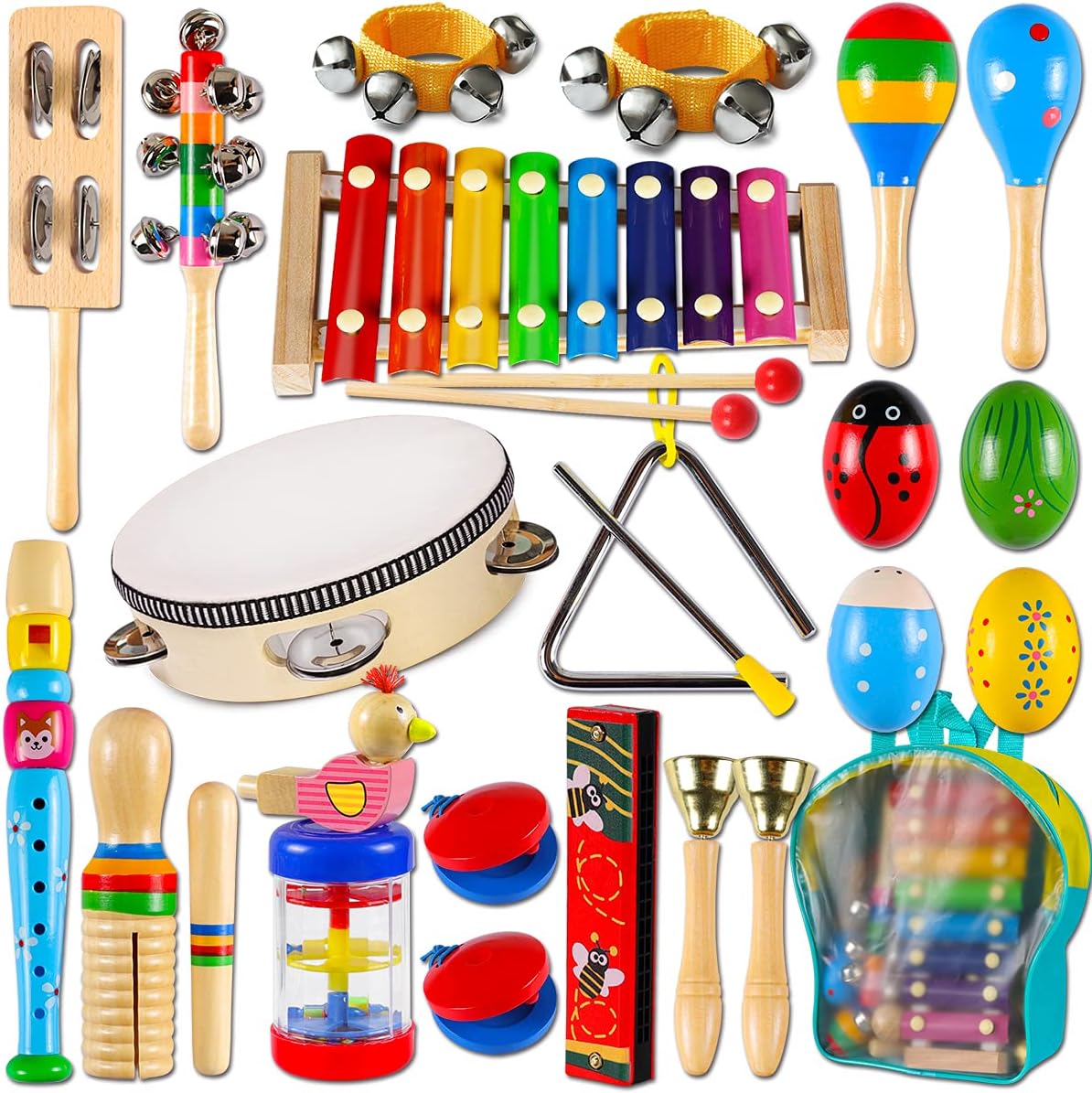 LOOIKOOS Toddler Musical Instruments Set - Educational Wood Toys