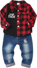 Toddler Plaid Pocket Shirt and Ripped Jeans Set - Cozy Everyday Outfit
