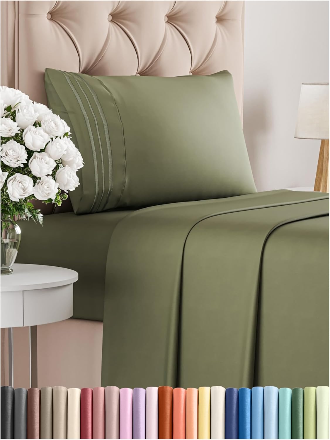 Hotel Luxury Sage Green Sheets Set - Comfy Cooling Bedding