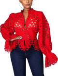 Womens Lace Ruffle Long Sleeve V Neck Blouse 2025 - Elegant