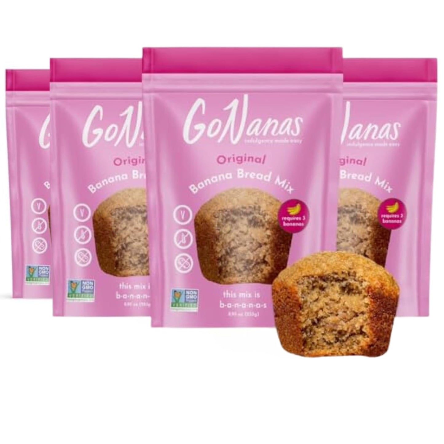 GoNanas Original Oat Flour Banana Bread Mix for Healthy Snacks