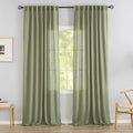 Sage Green Linen Back Tab Curtains 108 in - Light Filtering Panels