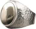 Men's Aventurine Oval Ring in Rhodium Plated 925 Sterling Silver