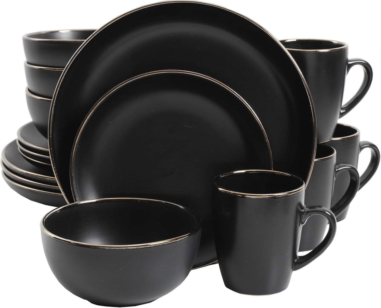 Gibson Home Rockaway Round Stoneware Dinnerware Set for 4