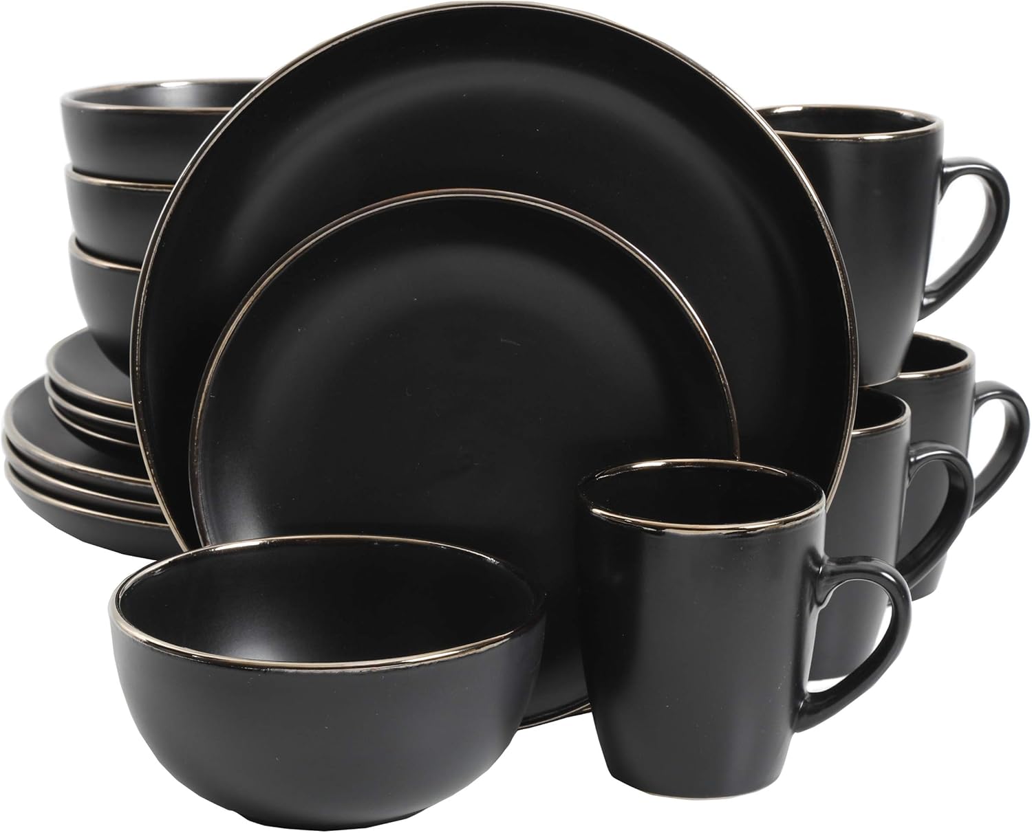 Gibson Home Rockaway Round Stoneware Dinnerware Set for 4