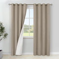 YoungsTex Taupe Linen Blackout Curtains for Bedroom and Living Room