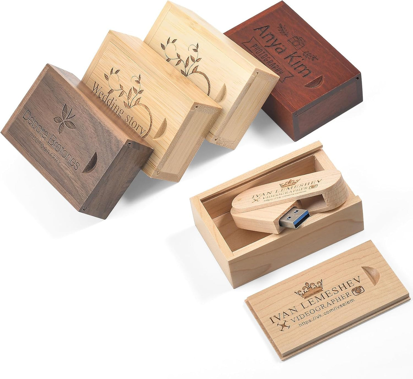 Personalized Swivel Wooden USB 3.0 Flash Drive 4GB for Gifts