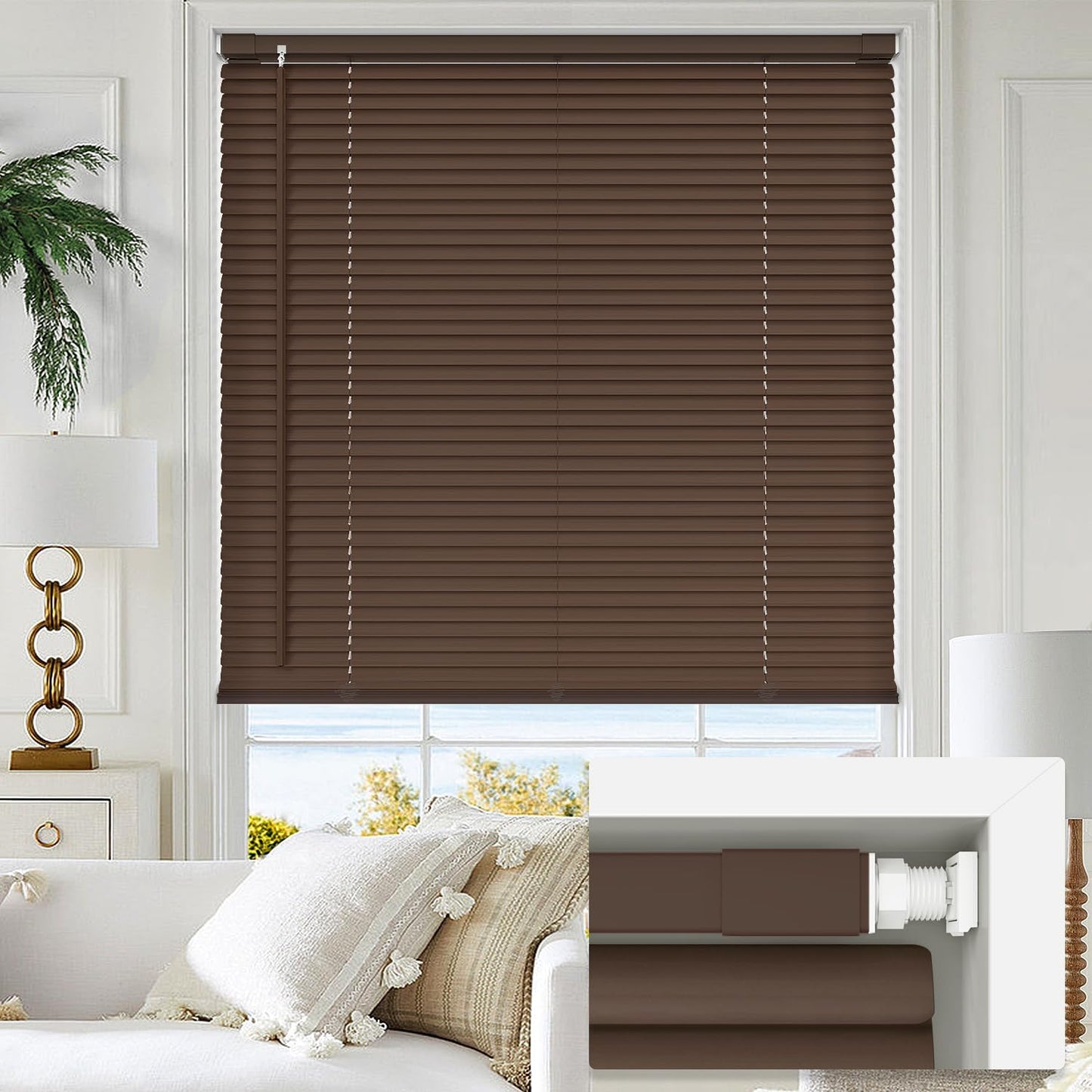 LazBlinds No Tools No Drill 1in Vinyl Mini Blinds for Windows