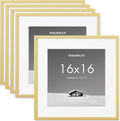 16x16 inch Picture Frame with 12x12 Removable Mat - Gold 5 Pack